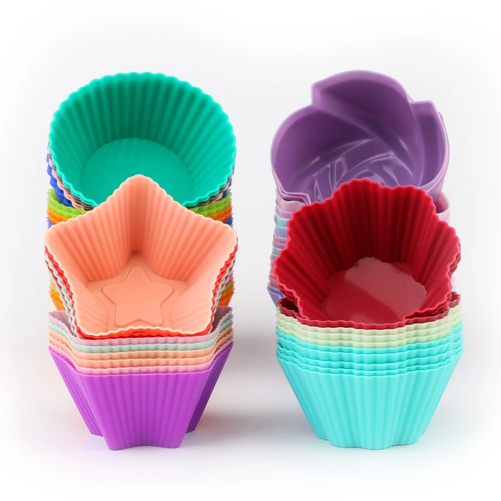 Cốc làm bánh pudding bằng silicone hình tròn/ngôi sao/tròn độc đáo