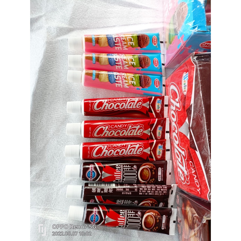 [ Ăn vặt trẻ em ] Combo 30 tuýp kẹo kem đánh răng vị Socola / Dâu tây / Kem vanni sữa tuýp 30g