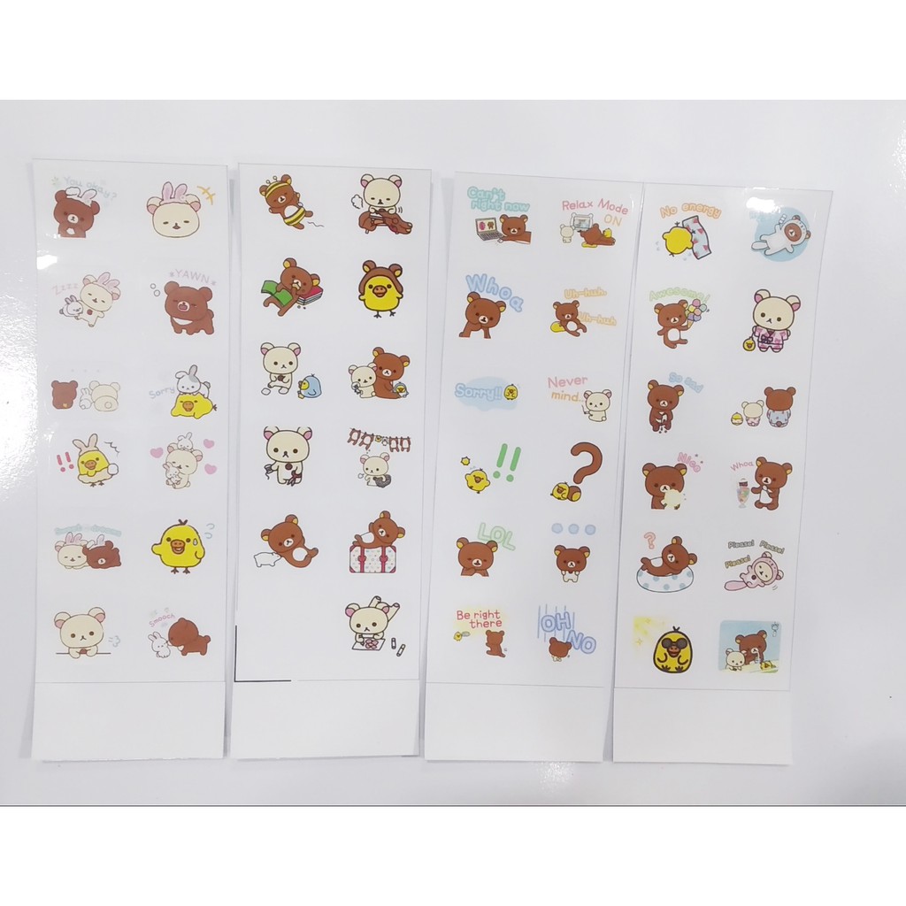 sticker rilakkuma SI13 hình dán dễ thương trang trí dán sổ dán điện thoại 1 tờ 7*19,5cm bullet journal