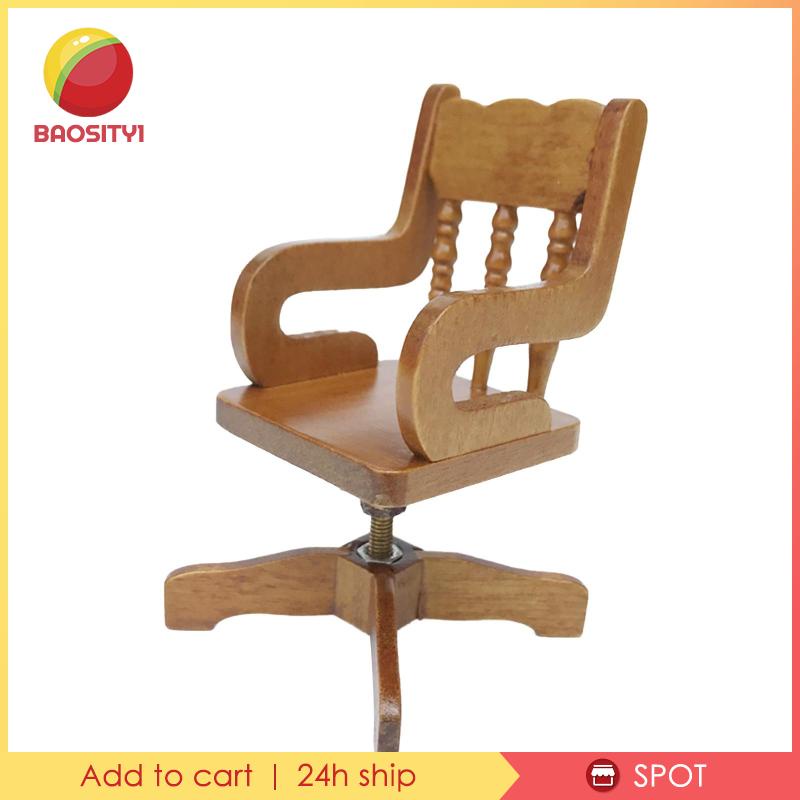 [Baosity 1] Mô Hình Ghế Bành Mini Bằng Gỗ Tỉ Lệ 1 / 12 Trang Trí Phòng Khách Búp Bê