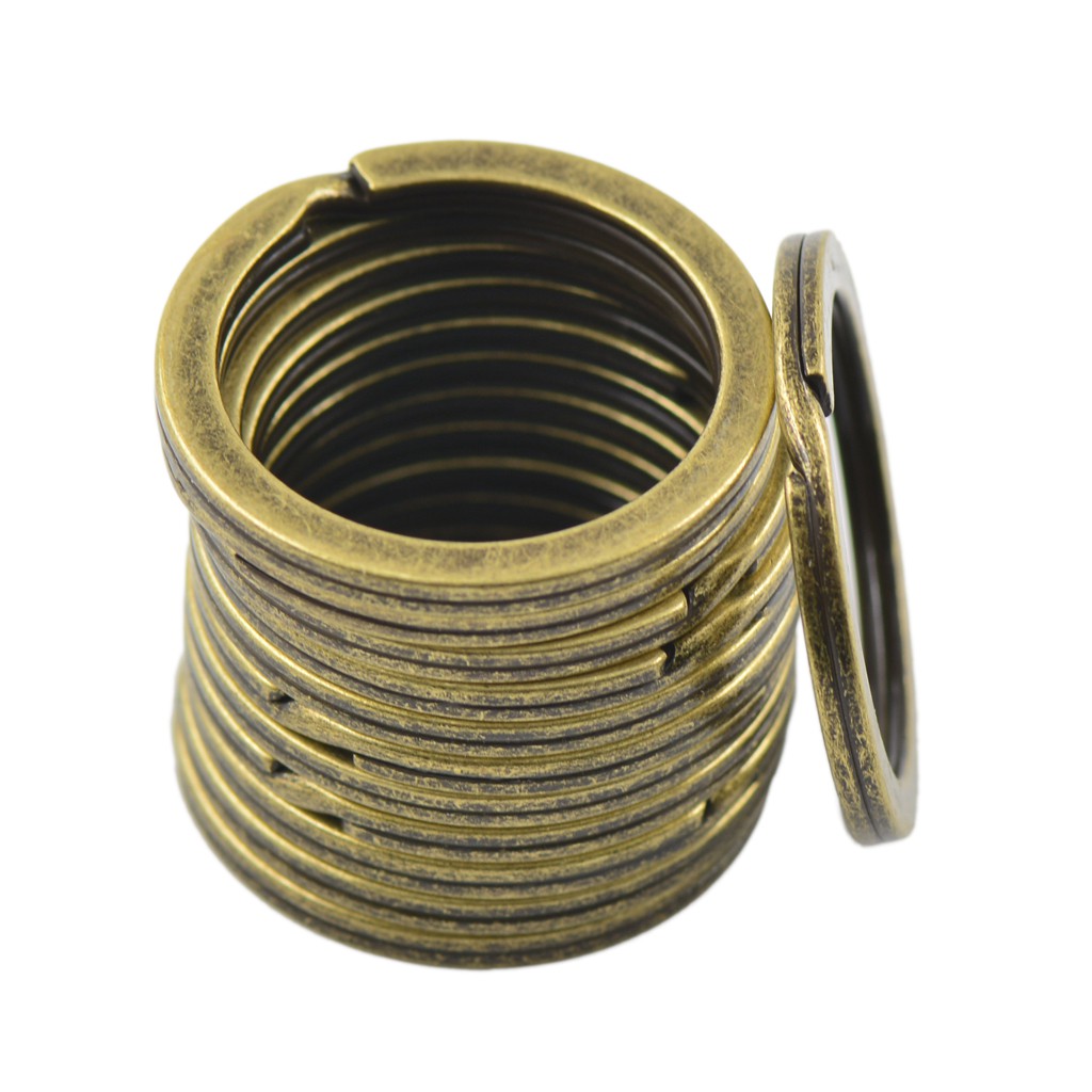 Bộ 2 Móc Khóa Tròn Bằng Đồng Cổ Điển 28mm DIY