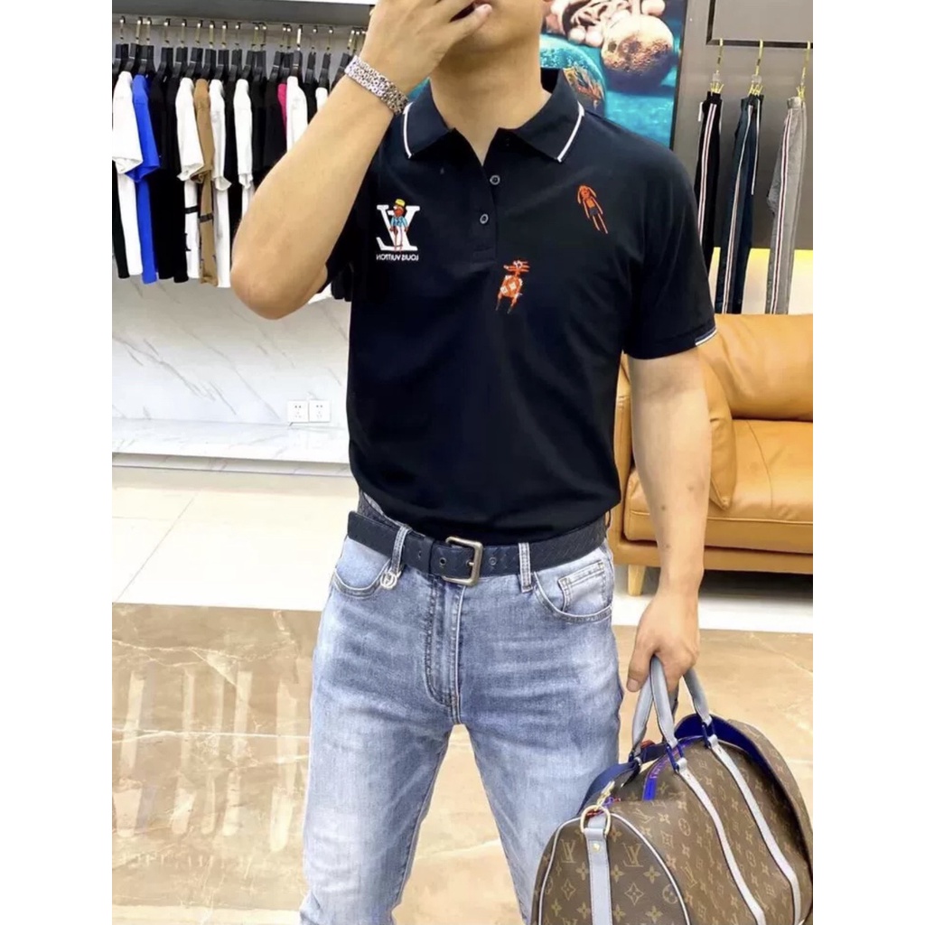 Áo polo nam nữ thêu chữ áo thun cổ bẻ chất vải cá sấu sần thoáng mát form trẻ trung thanh lịch - PL002