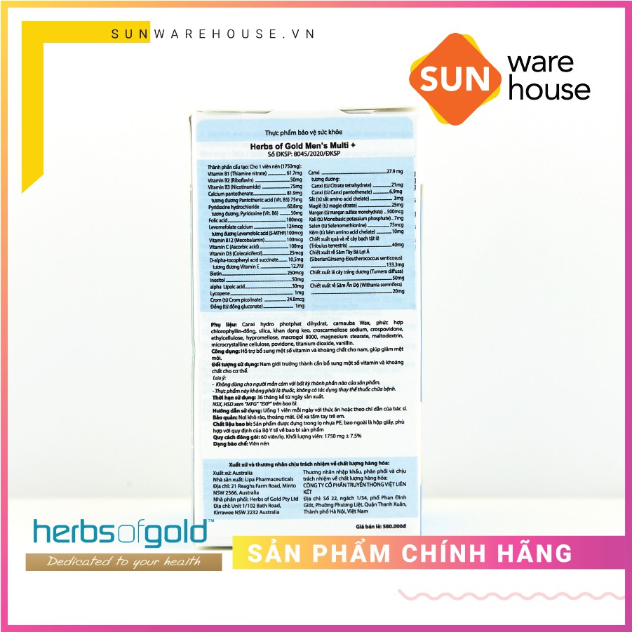 Viên Uống Cho Nam Giới Herbs of Gold Men’s Multi+ Bổ Sung Vitamin Và Khoáng Chất 60 Viên | BigBuy360 - bigbuy360.vn