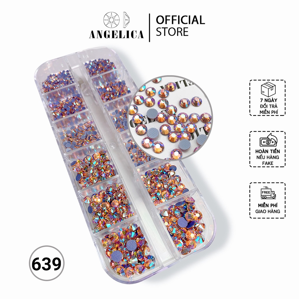 Đá Chân Lưới Nail 12 Khía Padparadscha Ab Đính Móng ANGELICA 639