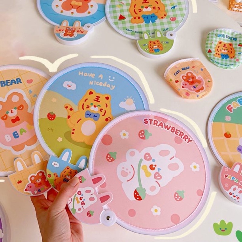 Quạt Xếp Cầm Tay Mini Trang Trí Cổ Trang Bằng Vải Gấp Gọn Tự Bung Thông Minh Di Động Cho Học Sinh Đi Học Dễ Thương Cute