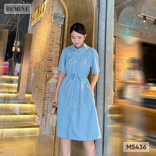 Đầm sơ mi eo rút dây BEMINE M5436XANH