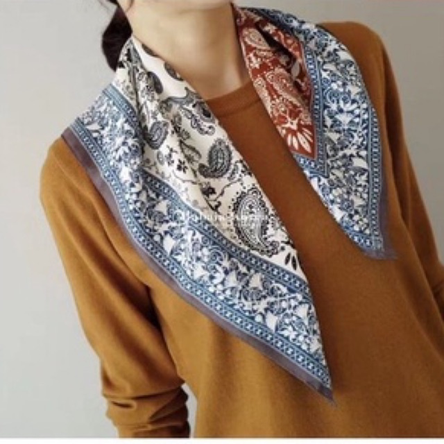 Khăn turban lụa vuông cột áo size 70x70cm - Maben