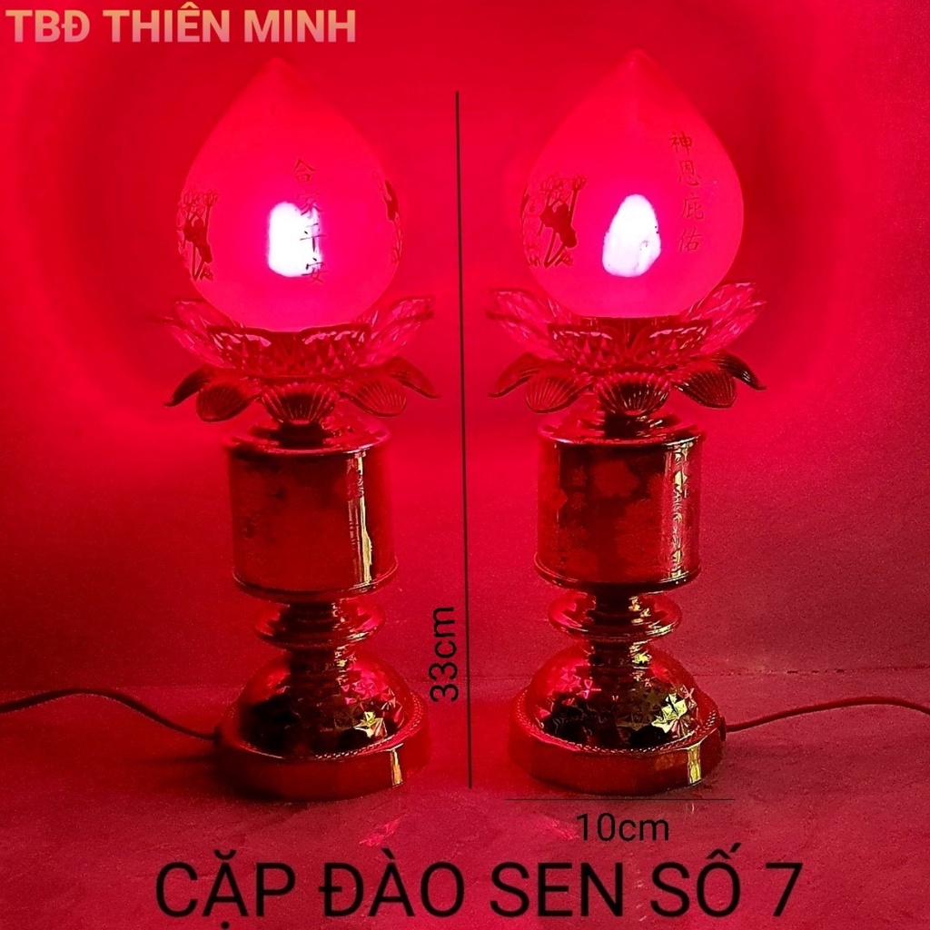 CẶP ĐÈN THỜ TRÁI ĐÀO THỦY TINH