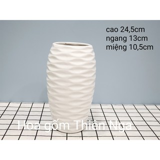 Bình cắm hoa gốm sứ trắng - Bát Tràng- cao 24,5 cm
