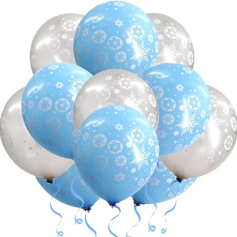 Set 10 Bong Bóng Cao Su Hình Bông Tuyết Trang Trí Tiệc Giáng Sinh Năm Mới