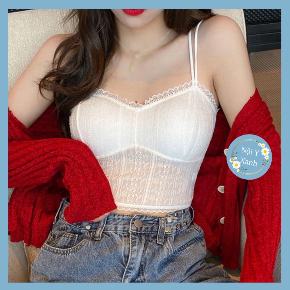 Áo Croptop Áo Tank Top Nữ Hai Dây Phối Ren Thoáng Khí Thời Trang Quyến Rũ Cho Nữ nội y xanh hàng đẹp thấm hút mồ hôi