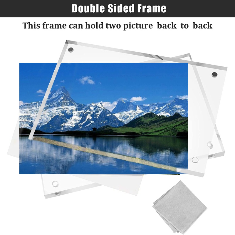 Khung Ảnh Hai Mặt Bằng Acrylic Trong Suốt Có Nam Châm Để Bàn