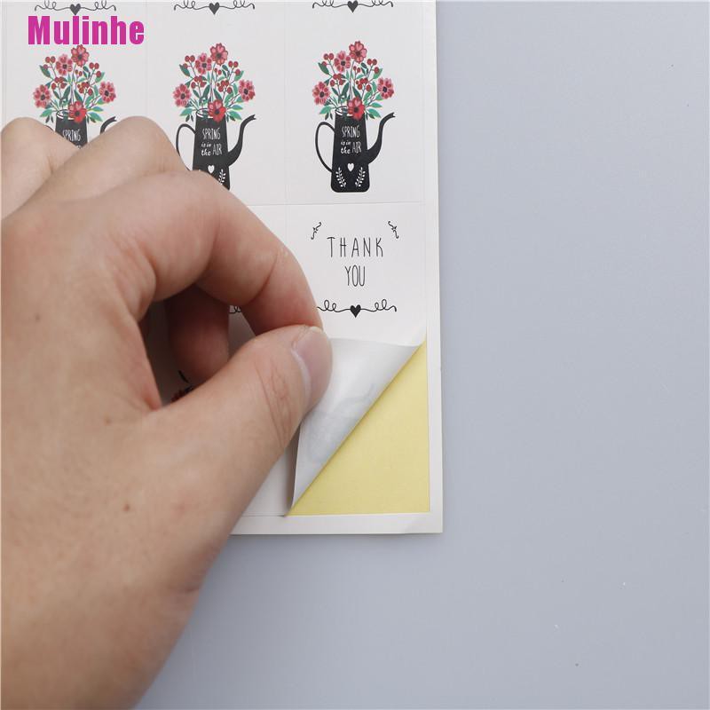 Bộ 60 Cái Nhãn Giấy In Chữ Thankyou Và Hoa Làm Bằng Tay