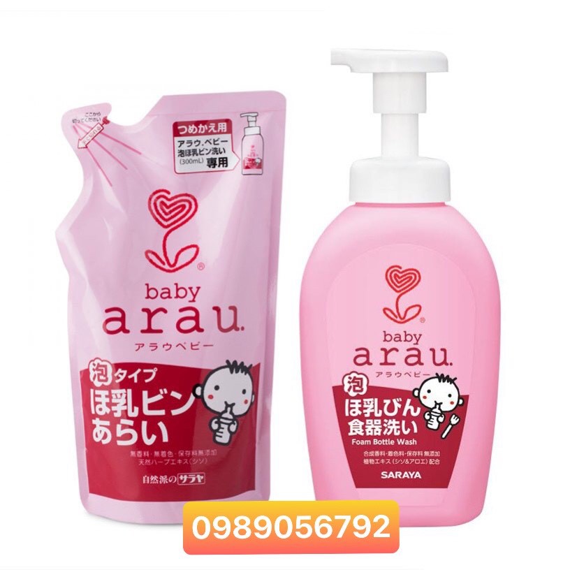 NƯỚC RỬA BÌNH SỮA ARAU DẠNG CHAI (500ML) hoặc TÚI (450ML)