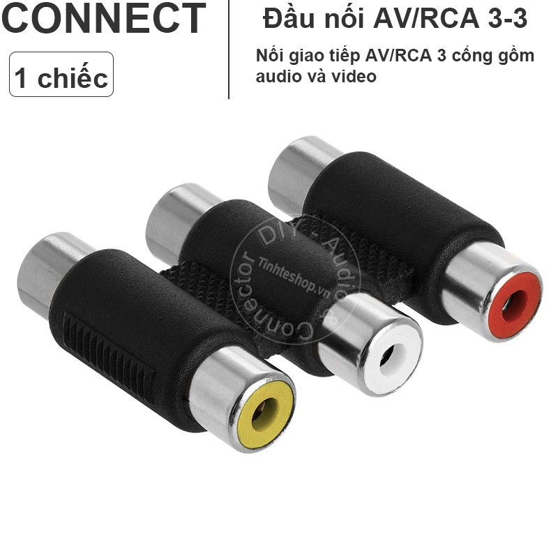Jack nối cáp AV 3 cổng - AV female to AV female adapter (đổi qua loại mạ vàng)