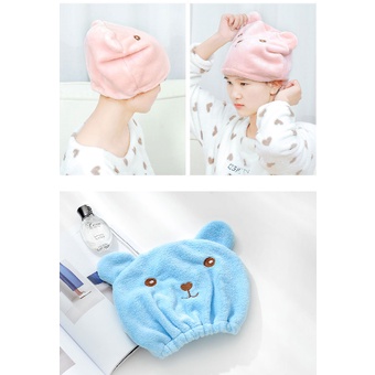 Mũ Trùm Đầu Hình Gấu Làm Khô Tóc Thấm Hút Tốt Hoạt Hình cute dễ thương khăn tắm