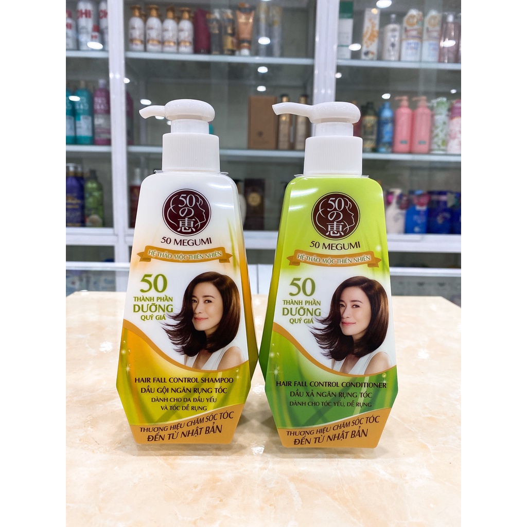 Dầu Gội - Dầu Xả Ngăn Rụng Tóc 50 Dưỡng Chất Megumi Hair Fall Control Nhật Bản 250ml