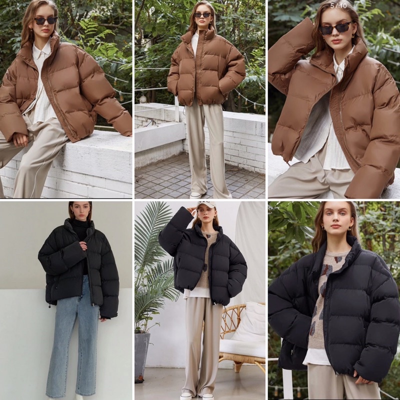 Áo khoác phao béo dáng rộng nữ