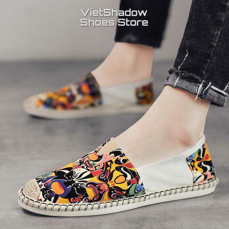 Slip on cói nam - Giày lười vải nam họa tiết - Chất liệu vải bố, đế cao su TPU - Mã SP 2919/2920