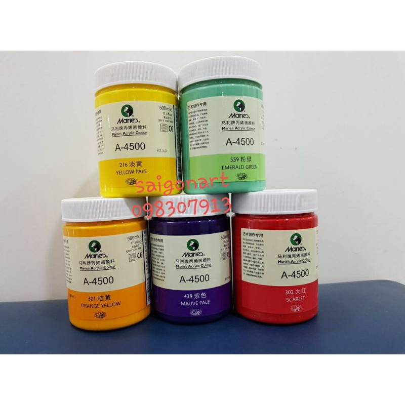 Màu Acrylic Vẽ Nổi 3D Chuyên Nghiệp Maries Tuýp75ml, Lọ 300ml