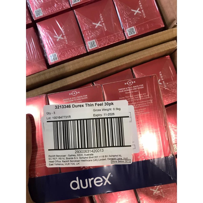 Bao cao su durex úc hộp 30 bao