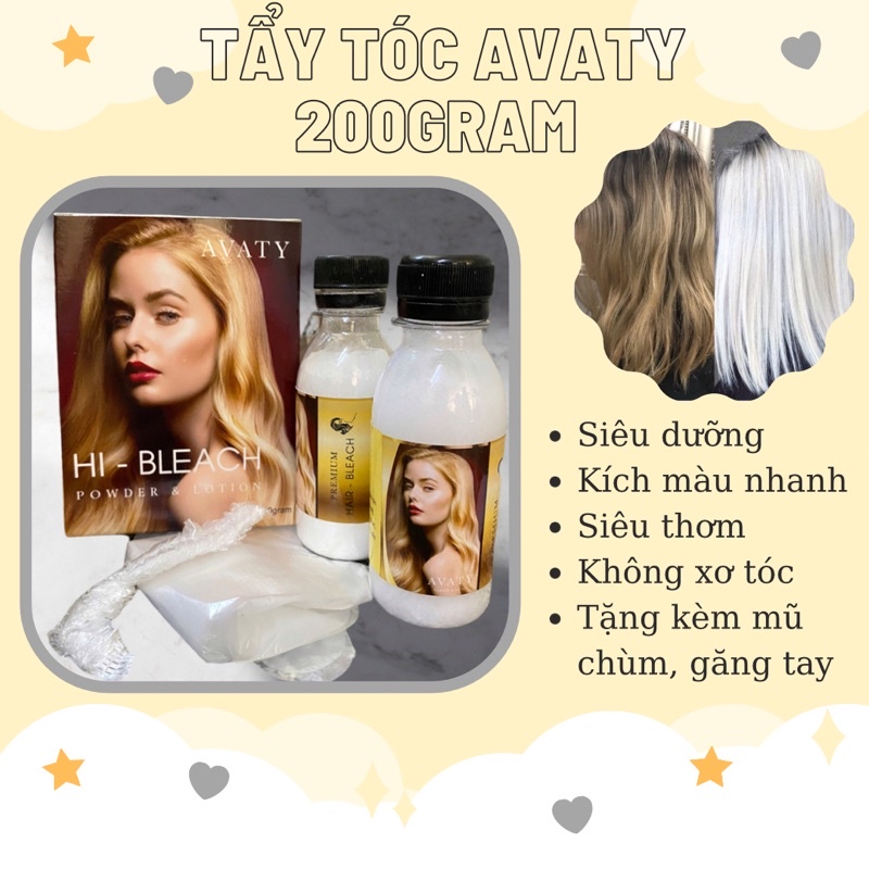 Tẩy tóc Collagen thuơng hiệu Avaty 100Gram tặng kèm oxy và găng tay