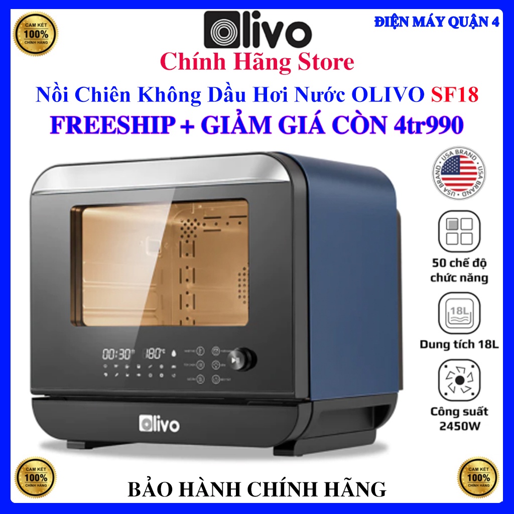 Nồi Chiên Hơi Nước OLIVO SF18 - Dung Tích 18L - Màu Xám