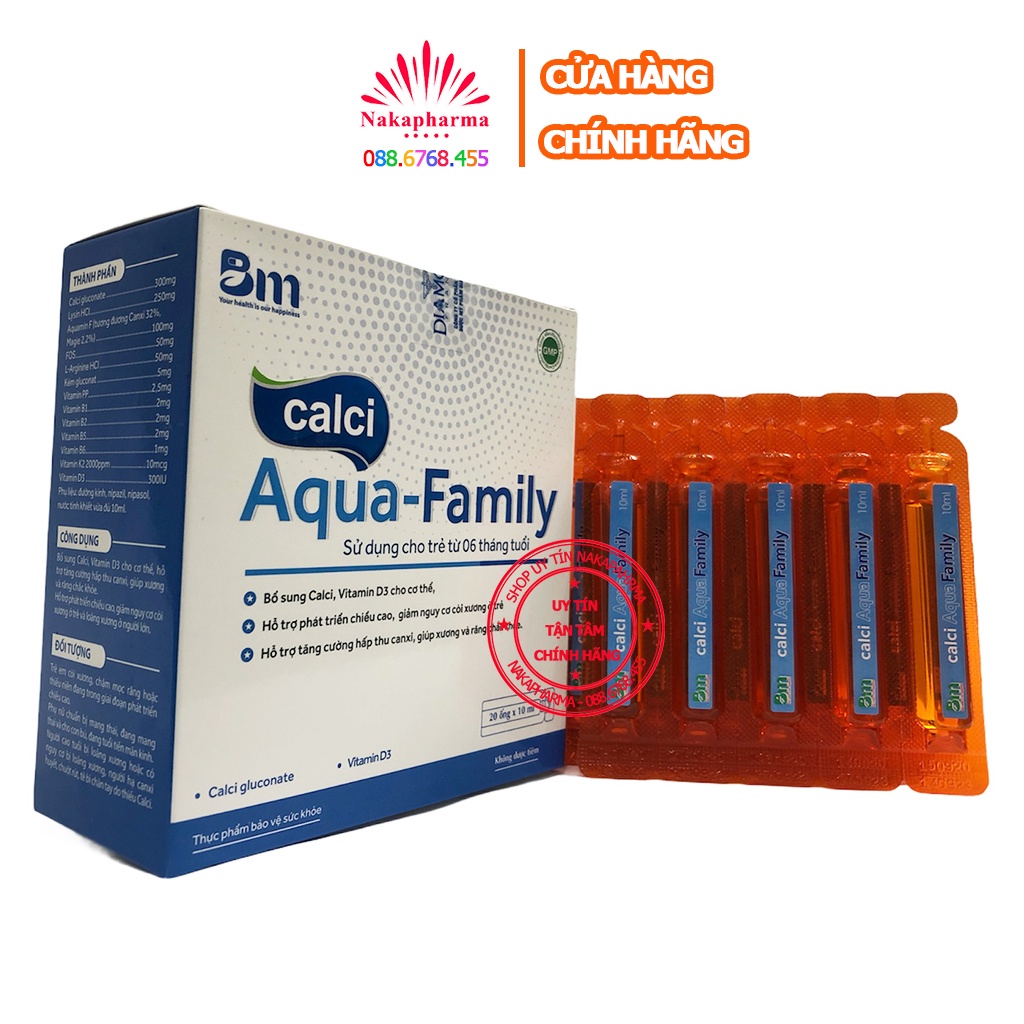 Calci Aqua Family Bạch Mai – Bổ sung vitamin D3 và canxi, hỗ trợ phát triển chiều cao, giảm nguy cơ còi xương