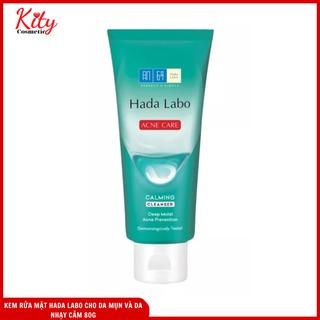 [ Mẫu Mới ] KEM RỬA MẶT HADA LABO ACNE CARE CALMING CLEANSER CHO DA MỤN, NHẠY CẢM - 80G