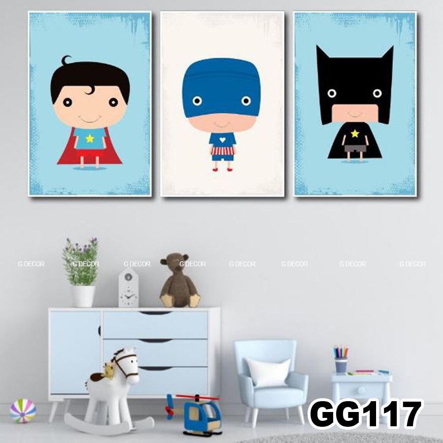 Tranh treo tường canvas khung gỗ 3 bức phong cách hiện đại Bắc Âu tranh anime trang trí phòng khách phòng ngủ spa 78