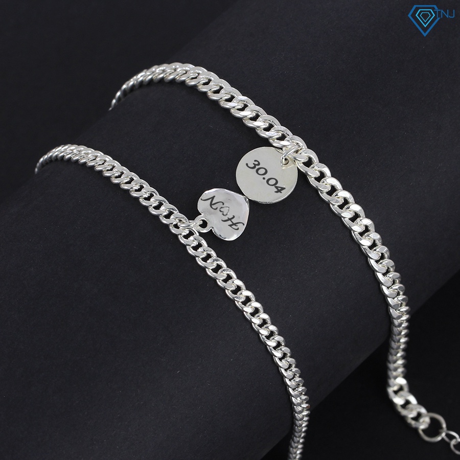 Lắc tay cặp đôi nam nữ bạc khắc tên theo yêu cầu LTD0026 Trang Sức TNJ
