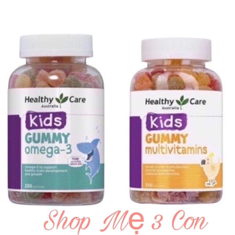 Kẹo dẻo Gummy Healthy Care Omega/ Multivitamins Úc 250ml