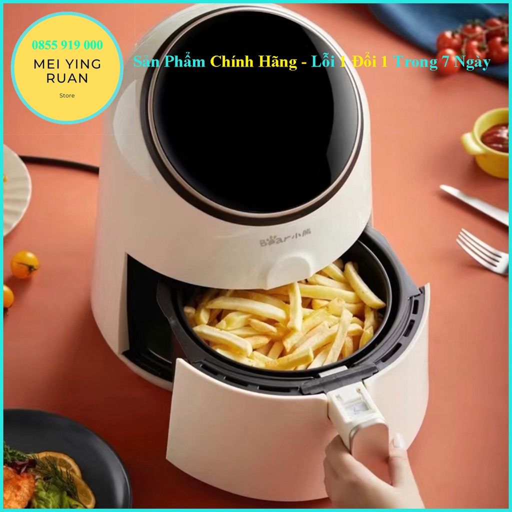 Nồi chiên không dầu mini công suất 1300W BEAR QZG-A13R1 3.2L màu trắng mặt kính cảm ứng , bảo hành 12 tháng