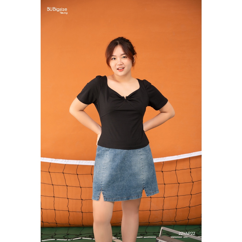 Áo thun khoét trang trí ngực BIGSIZE (55kg đến 95kg) - 22YAP22 - [BU Bigsize Young]