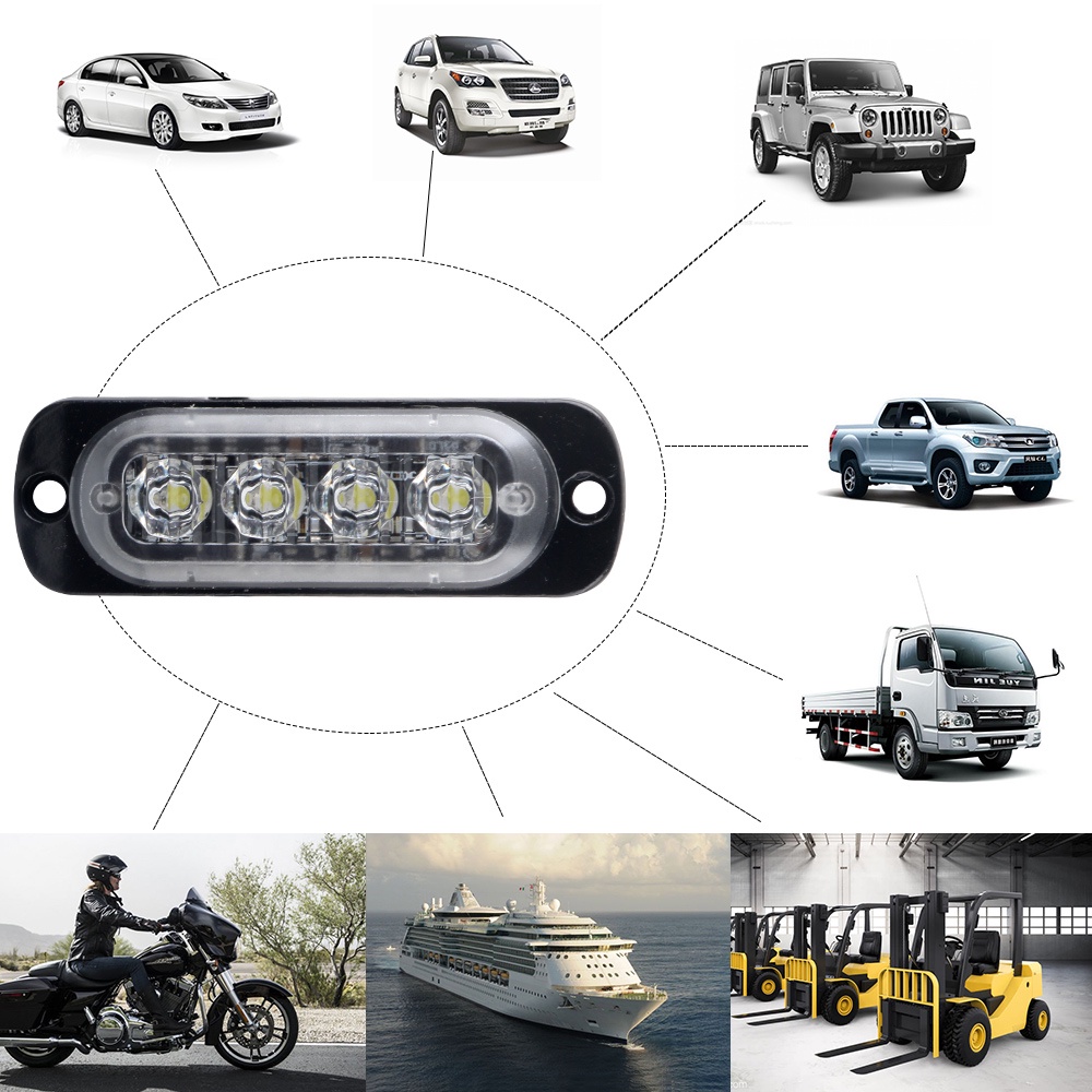 1 mảnh Đèn 4LED 12V chiếu ánh sáng vàng báo tín hiệu khẩn cấp chuyên dụng cho xe hơi / xe tải Đèn Led Dc gắn bên hông xe ô tô/ xe tải