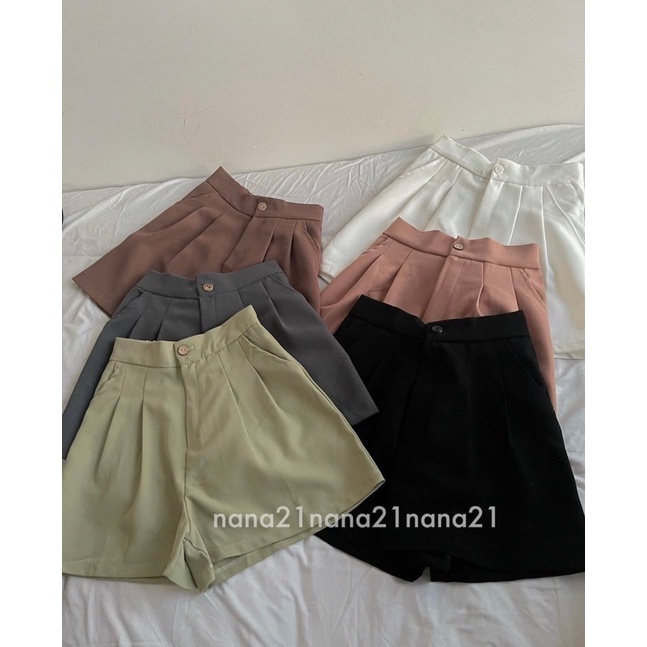 Quần short vải có lưng thun co giãn - hình thật