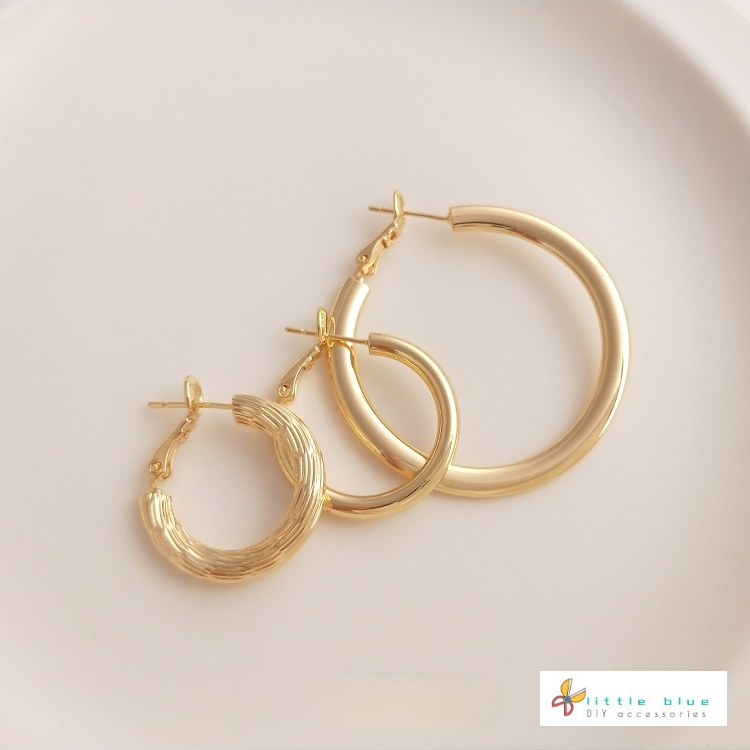 Màu Sắc Bông Tai Mạ Vàng 925 Hình Tròn Lớn Đơn Giản Chất Lượng Cao 14K