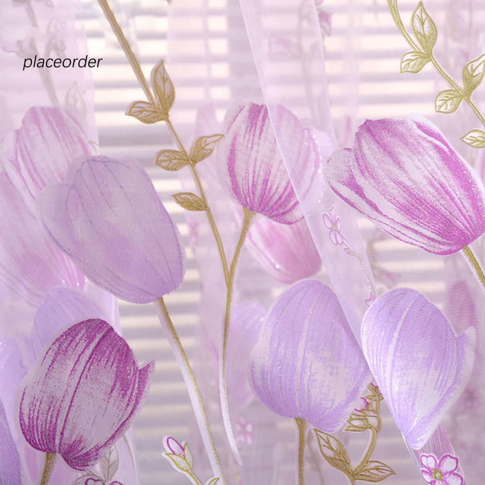 Rèm cửa bằng vải họa tiết hoa tulip kích thước 1x2m đáng yêu thời trang