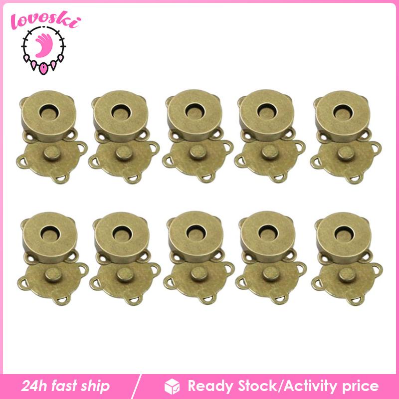 [Lovoski] Set 10 Cặp Khóa Cài Nam Châm DIY 14mm Dùng Để Làm Ví Xách Tay