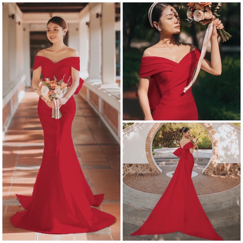 MS1258Y ĐẦM BODY ĐUÔI CÁ BẸT VAI NƠ LƯNG   full size S/M/L/XL