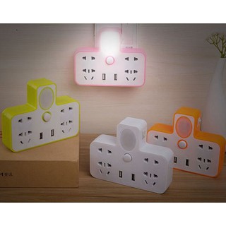 (FreeShip 99k) Bộ Chia Ổ Điện 2 Cổng USB có đèn