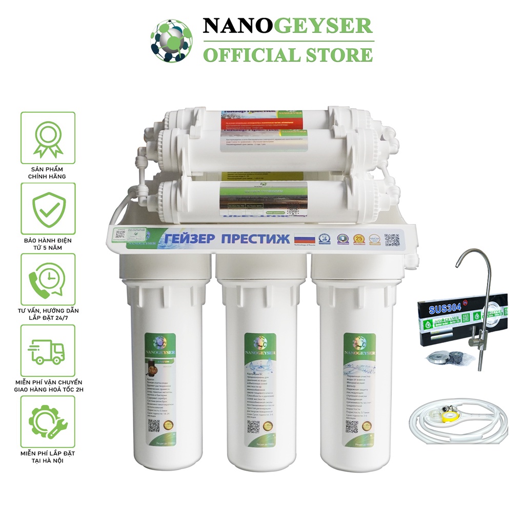 Máy lọc nước Nano Geyser ECO, Công nghệ lọc trực tiếp Nano, Bảo hành điện tử 5 năm qua app chính hãng