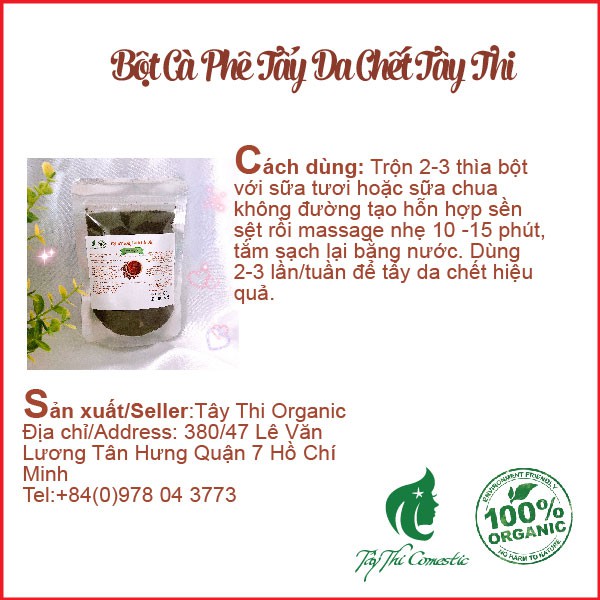 Bột Cà Phê Xay Mịn Tẩy Da Chết Tây Thi Gói 100 Gram