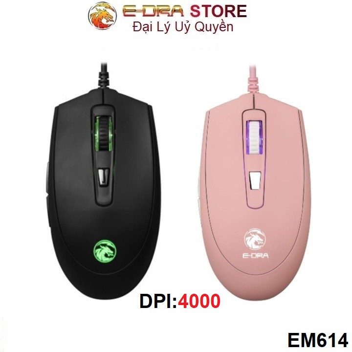 Chuột Gaming Edra EM614 Pink / Black LED nhiều màu,DPI 4000DPI