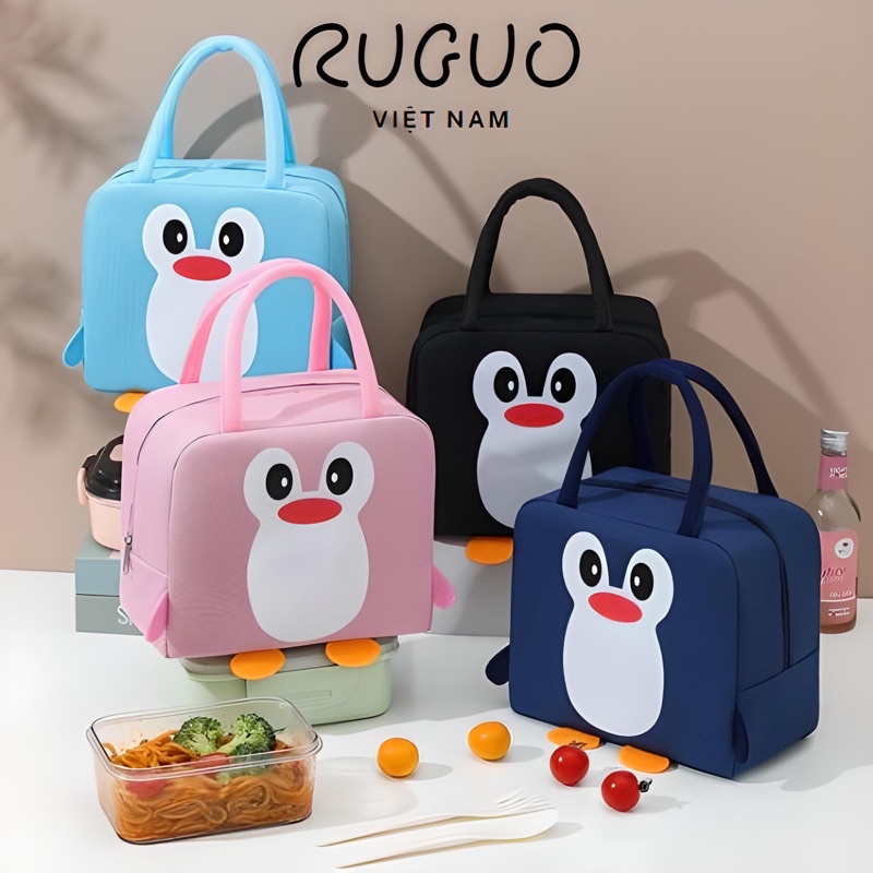 Túi Giữ Nhiệt Đựng Hộp Cơm Penguin Hình Chim Cánh Cụt Dễ Thương Không Thấm Nước