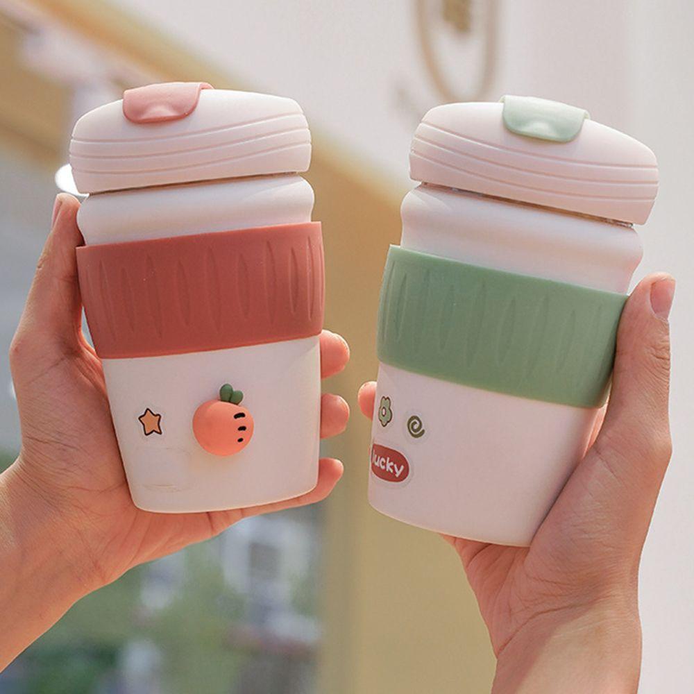 PISTA Bình Nước Chân Không 350ML Kèm Ống Hút Họa Tiết Hoạt Hình Dễ Thương Cho Bé