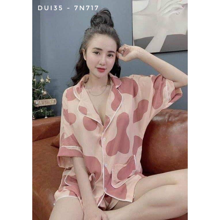 DUI35- Set bộ pijama cánh dơi dưới 63kg - SET BỘ PIJAMA BÒ SỮA QUẦN ĐÙI HÌNH THẬT