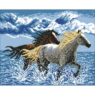 Tranh Thêu Chữ Thập Horses On The Beach