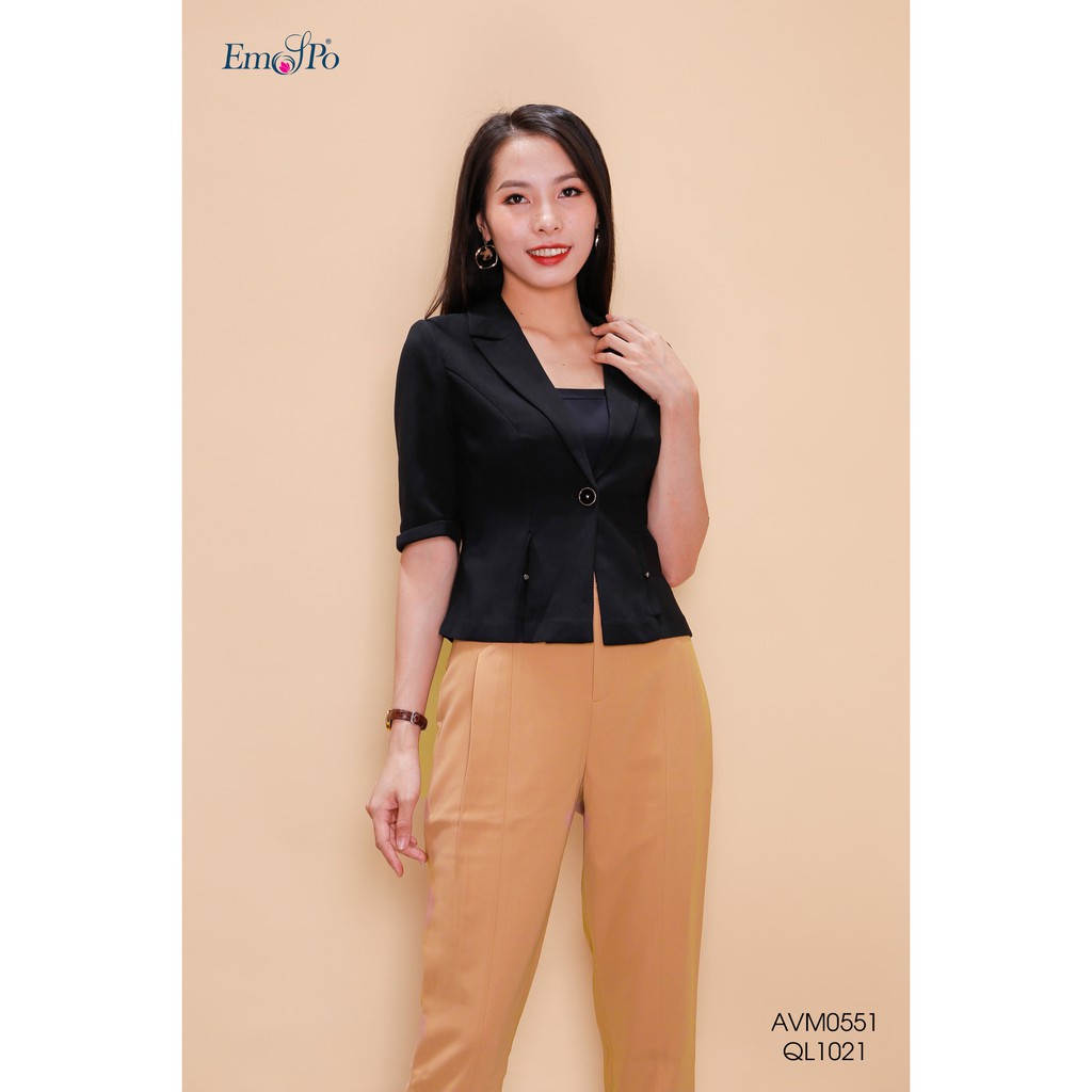 Quần baggy dài, ly bung thân trước Emspo QL1021 (Be, Đen)