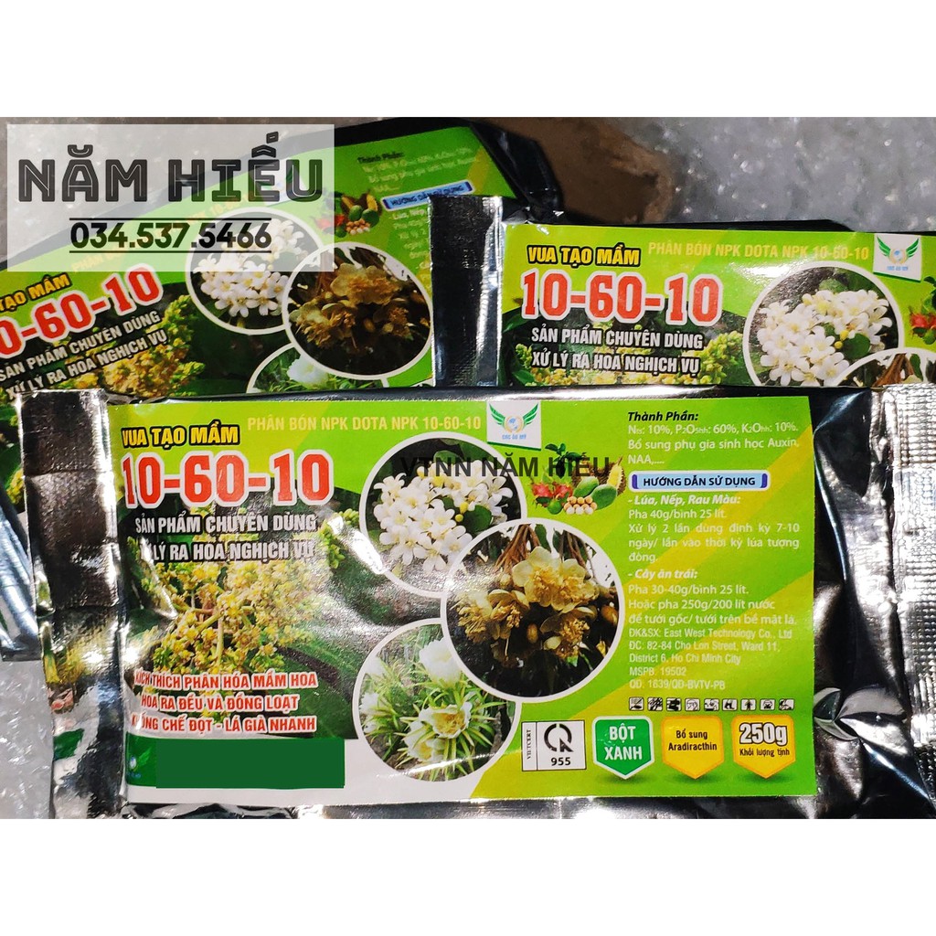 Phân bón lá NPK 10-60-10 Âu Mỹ - Kích ra hoa lan - 1KG - Tạo mầm hoa, kích thích ra hoa, dưỡng cây